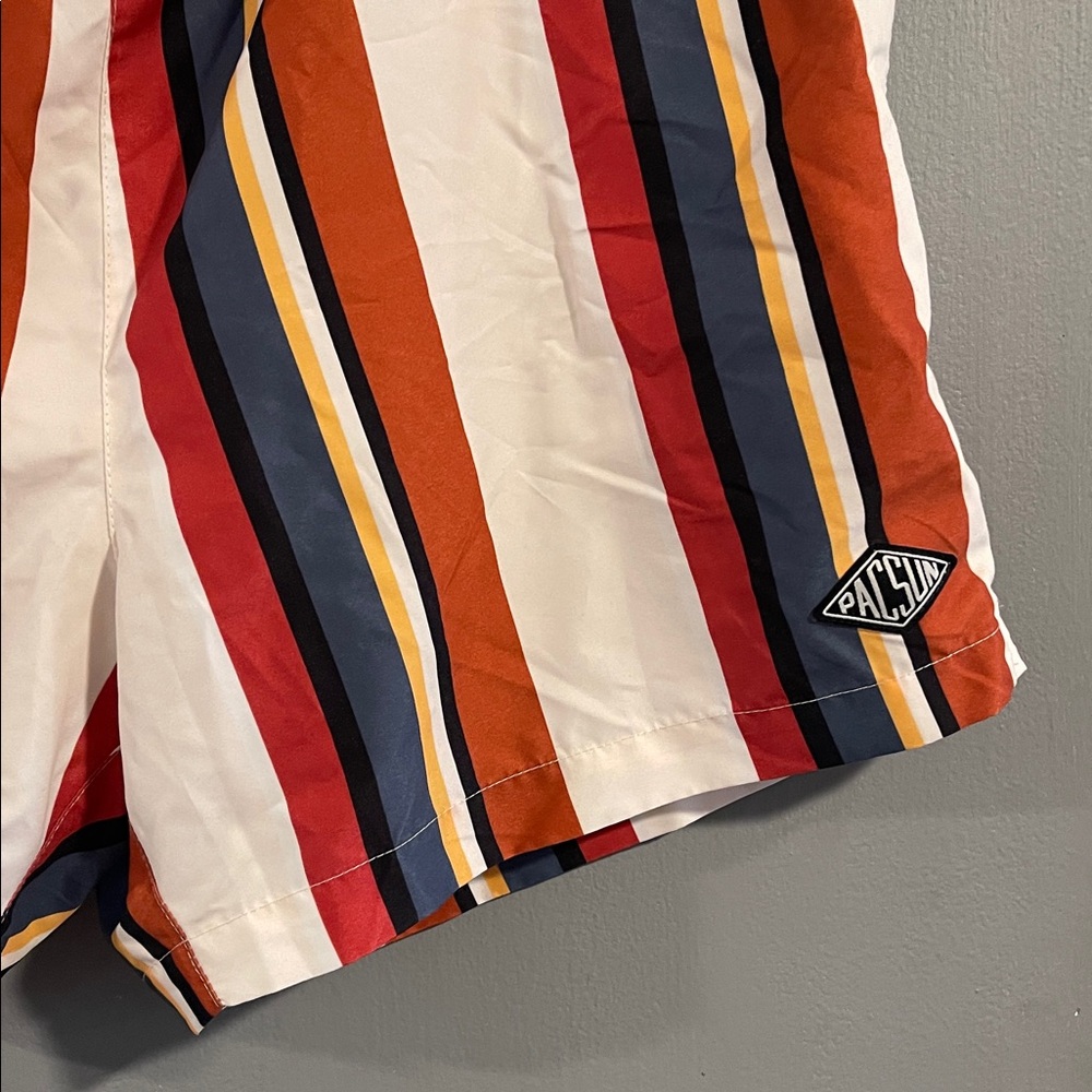 Pacsun Recycled 60's Striped 15" Swim Trunks Size XL - Picture 2 of 8